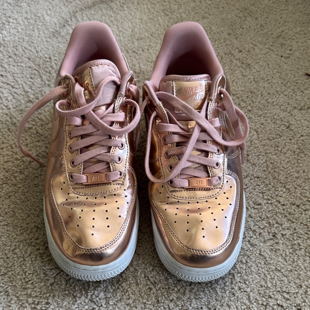 Nike Air Force 1 Metallic Rose Gold Sneakers